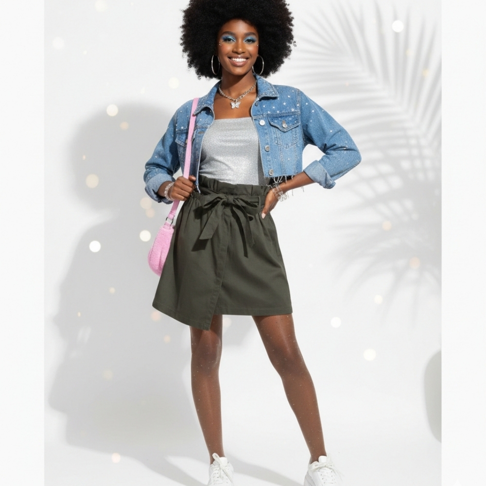 LIKE AN ANGEL women's junior 13 olive green assymetrical skirt